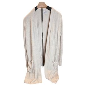Barefoot Dreams CozyChic Lite Cardigan Neutral Beige Duster Open Front Pockets S